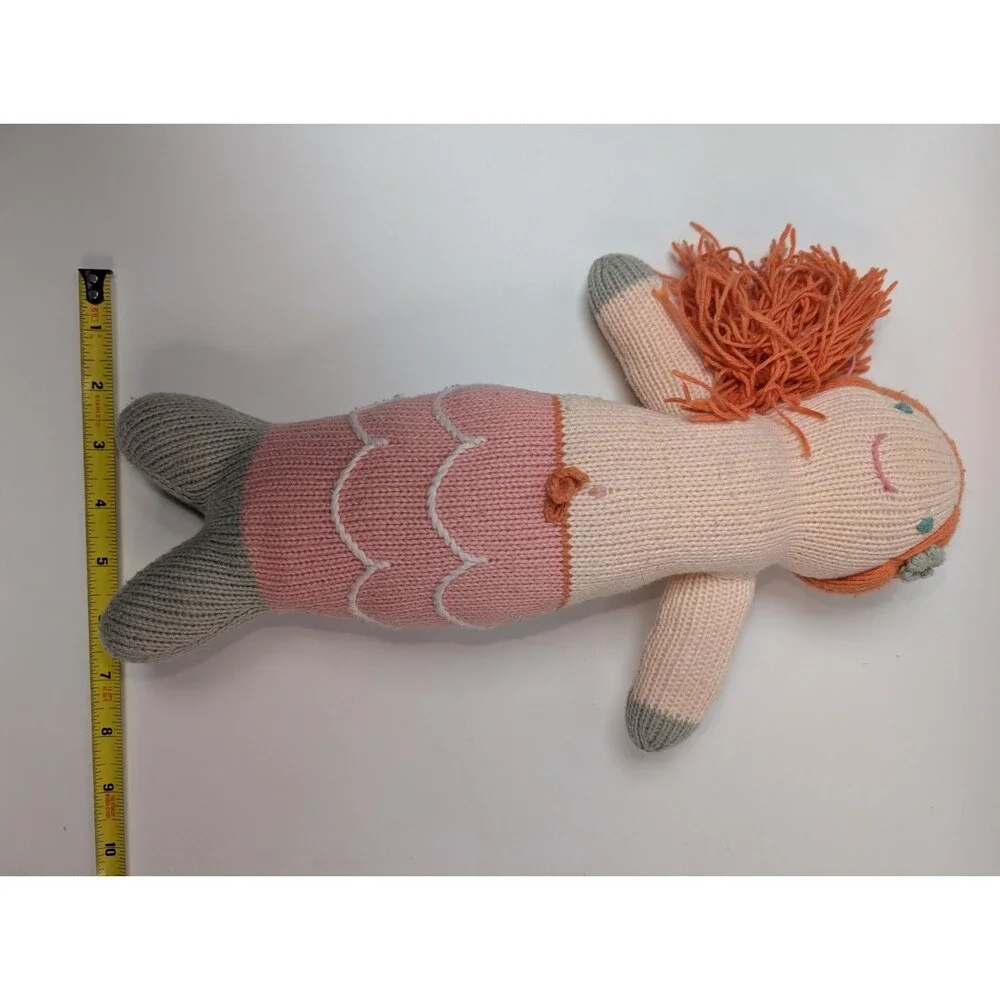 BLABLA Melody the Mermaid Knit Plush Doll Orange Hair 18” Soft Toy Pink Peru